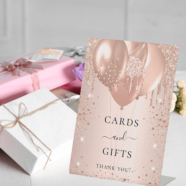 Signe De Table Cartes cadeaux enseigne rose gold paillettes coulu (Créateur téléchargé)