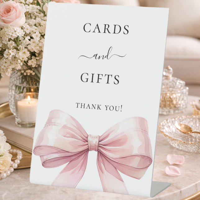 Signe De Table Cartes cadeaux fête ruban rose (Créateur téléchargé)
