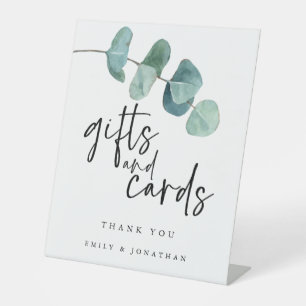 Signe De Table Cartes cadeaux Feuilles Blue Eucalyptus Script
