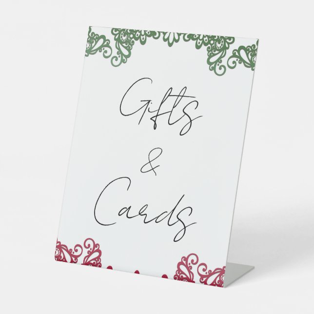 Signe De Table Cartes Cadeaux Fiesta de Mariage Rouge Vert (Recto)
