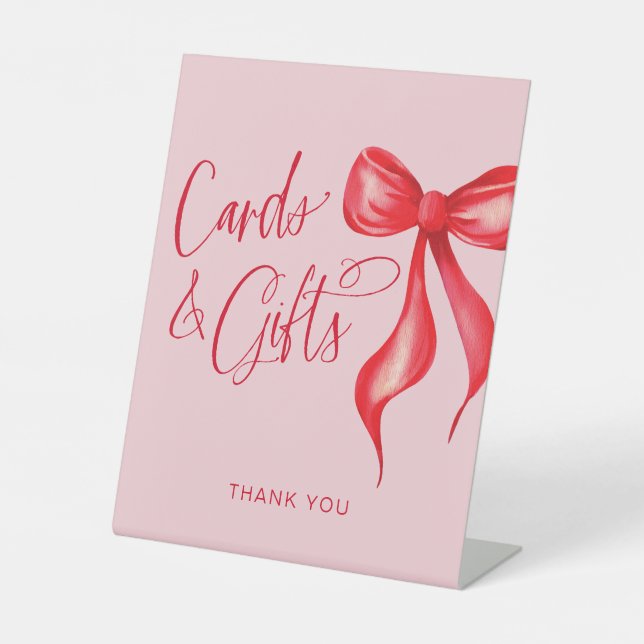 Signe De Table Cartes & Cadeaux Ruban Rose Rouge  (Recto)