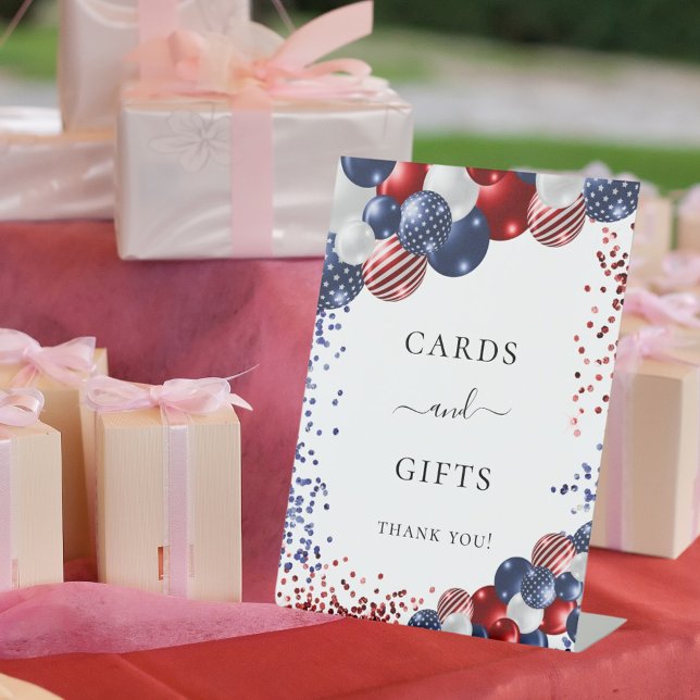 Signe De Table Cartes de ballons rouges bleus patriotiques (Créateur téléchargé)