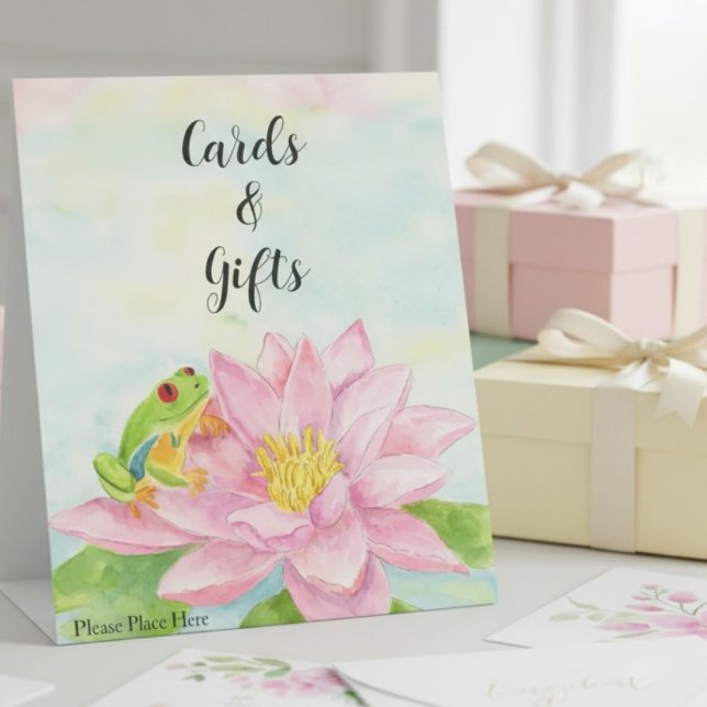 Signe De Table Cartes de douche de mariée Fleur d'eau rose et gre (Créateur téléchargé)
