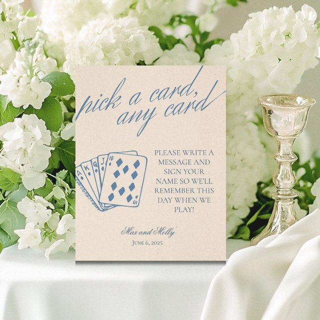 Signe De Table Cartes de jeu de mariage à sérif moderne (Add a fun touch to your wedding or event with this modern serif playing cards guest book sign!)