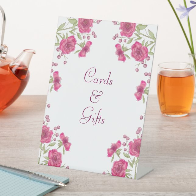 Signe De Table Cartes de mariage avec rose rose vif Cadeau (In SItu)