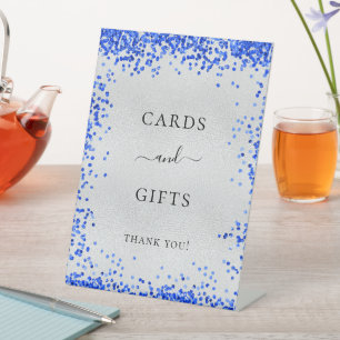 Signe De Table Cartes de mariage bleu argent