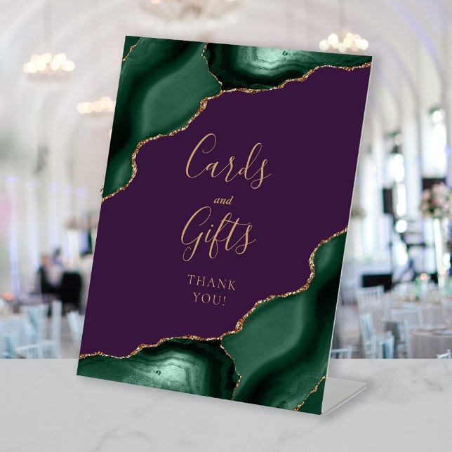 Signe De Table Cartes de mariage Cadeaux Agate Émeraude Vert Viol (Créateur téléchargé)