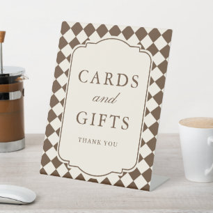Signe De Table Cartes de mariage et cadeaux à carreaux Marron Vie