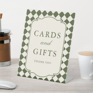 Signe De Table Cartes de mariage et cadeaux à carreaux Olive Anci