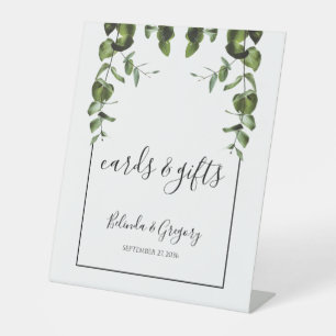 Signe De Table Cartes de mariage et cadeaux à feuilles d'eucalypt