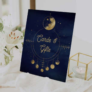 Signe De Table Cartes de mariage et cadeaux Lune d'or bleu célest