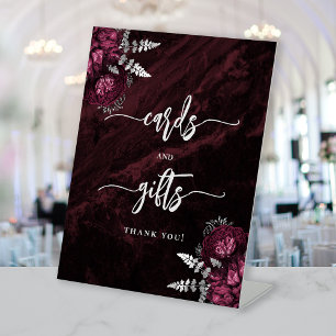 Signe De Table Cartes de mariage florales argentées de Bourgogne