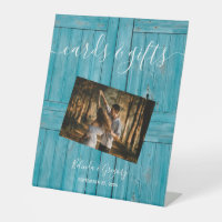Cartes de mariage Rustique en bois bleu photo Cade