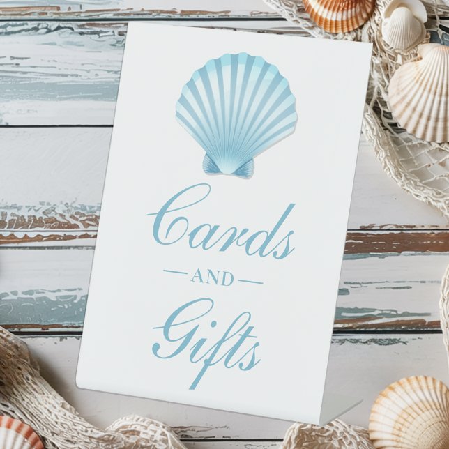 Signe De Table Cartes de mariage Shell Blue Nautical Beach Cadeau (Créateur téléchargé)