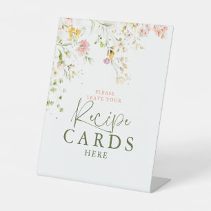 Signe De Table Cartes de recettes de champ de fleurs sauvages d'é