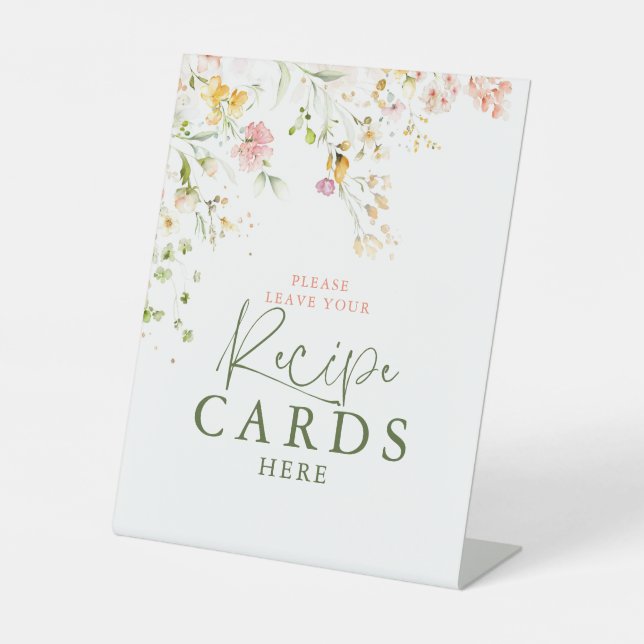 Signe De Table Cartes de recettes de champ de fleurs sauvages d'é (Recto)