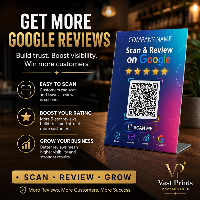 Signe De Table Cartes de témoignage Modèle de signature d'avis Go (Testimonial Cards Google Review Sign Template)