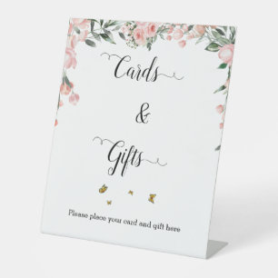 Signe De Table Cartes et cadeaux aquarelle roses roses et papillo