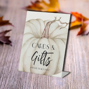 Signe De Table Cartes et cadeaux Baby shower Citrouille blanc