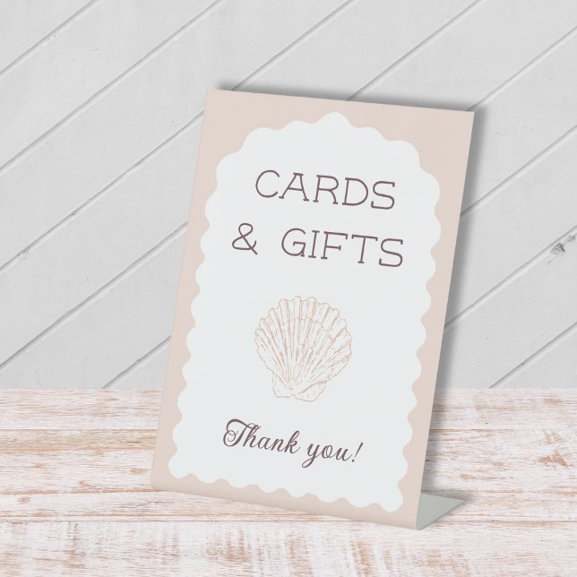 Signe De Table Cartes et cadeaux Beach Babe Seashell Baby shower (Cards & Gifts Beach Babe Seashell Baby Shower Pedestal Sign)