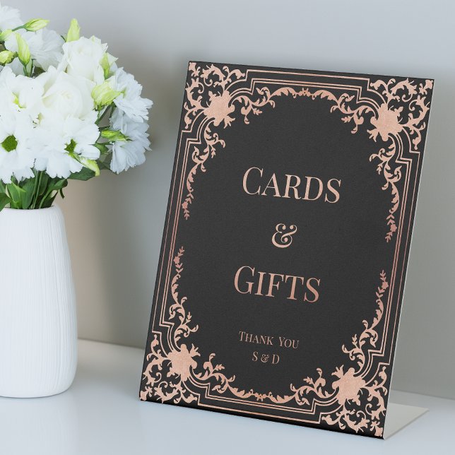 Signe De Table Cartes et cadeaux Black Rose Mariage Élégant Vinta (Créateur téléchargé)