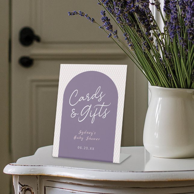 Signe De Table Cartes et cadeaux blanc rose pourpre (Preview of an 8" x 10" sign)