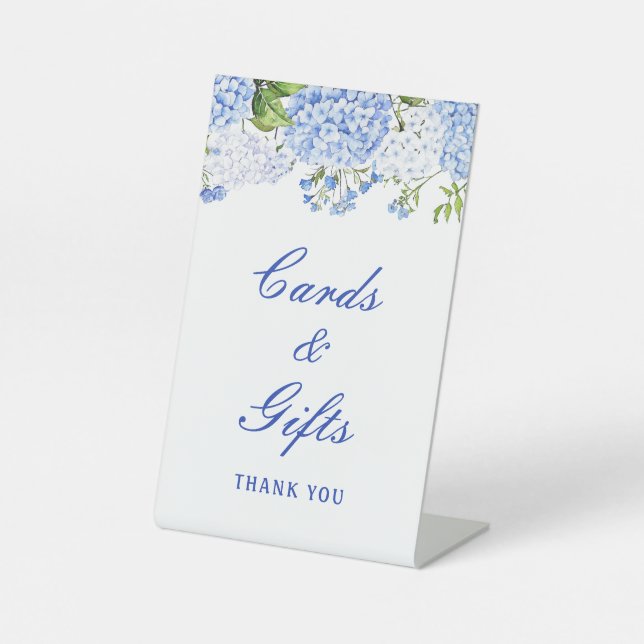 Signe De Table Cartes et Cadeaux Blue Hydrangea (Recto)
