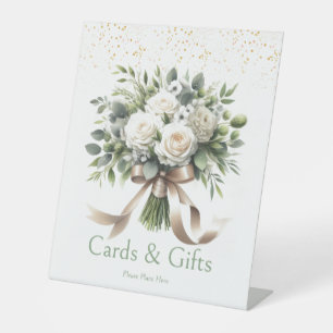 Signe De Table Cartes et Cadeaux Bouquet Floral Blanc 