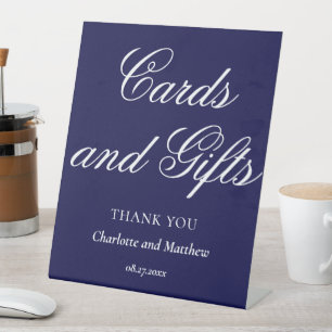 Signe De Table Cartes Et Cadeaux Chic Moderne Bleu Foncé Mariage 