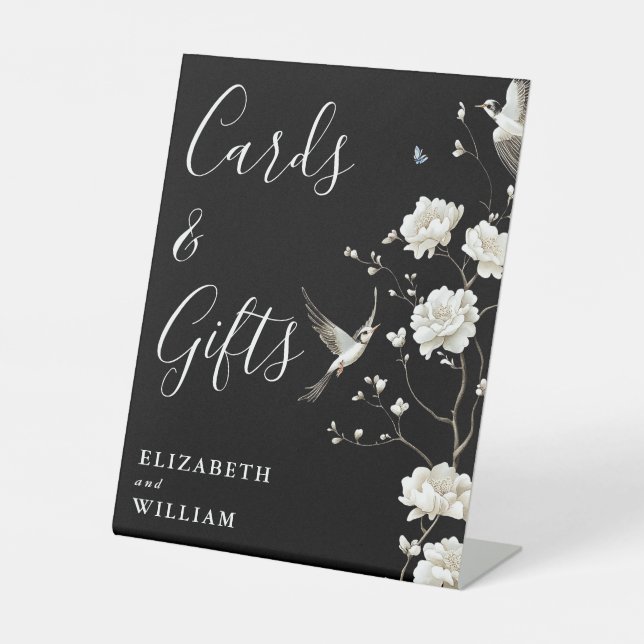 Signe De Table Cartes Et Cadeaux Chinoiserie Noir Et Blanc (Recto)