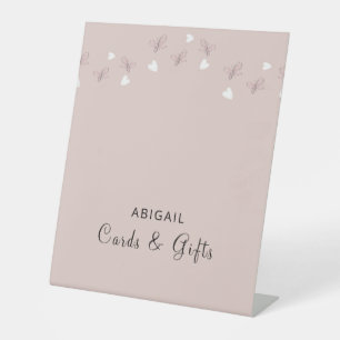 Signe De Table Cartes et cadeaux Coeurs et Papillons Roses