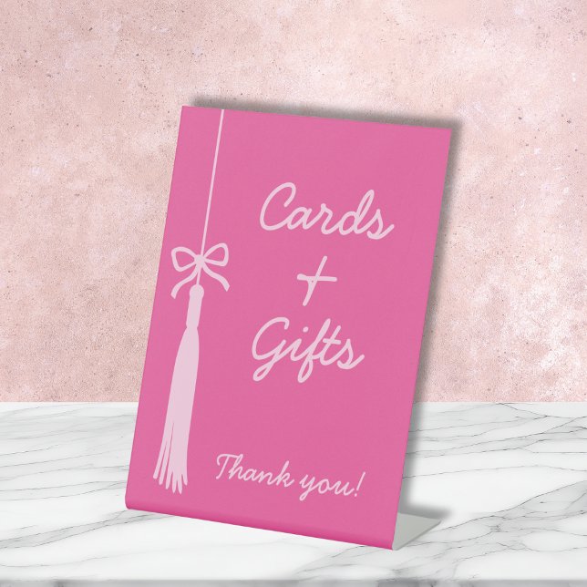 Signe De Table Cartes et cadeaux Coquette Bow Tassel 2025 Graduat (Cards & Gifts Coquette Bow Tassel 2025 Graduation Pedestal Sign)