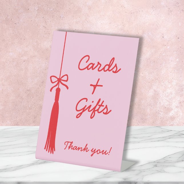 Signe De Table Cartes et cadeaux Coquette Bow Tassel Graduation (Cards & Gifts Coquette Bow Tassel Graduation Pedestal Sign)