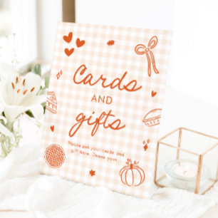 Signe De Table Cartes et cadeaux Cutie Pie à carreaux orange d'au