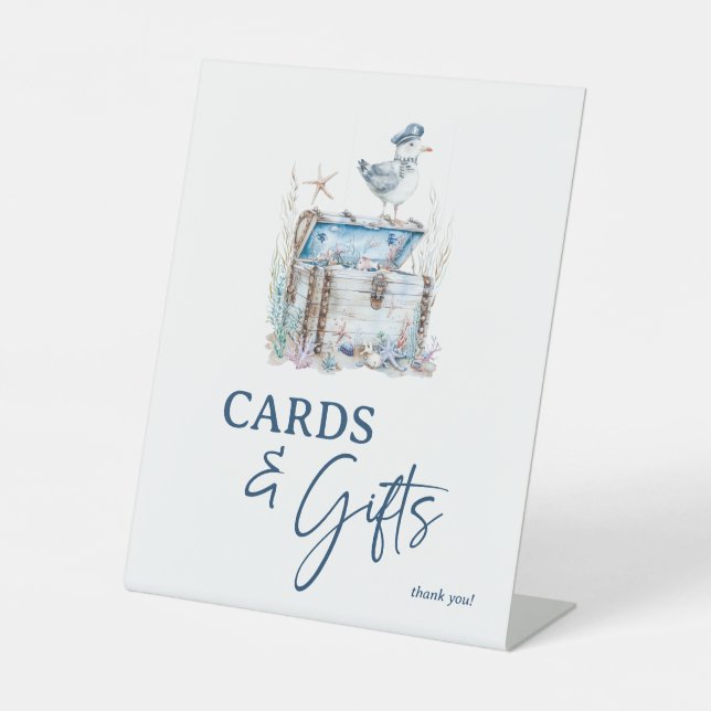 Signe De Table Cartes et cadeaux de Baby shower Ahoy Nautique (Recto)