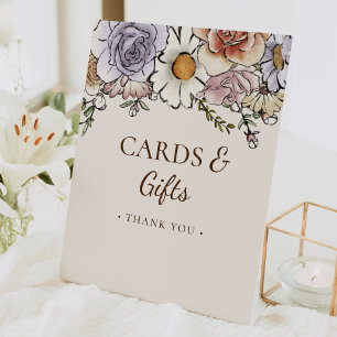 Signe De Table Cartes et cadeaux de Baby Shower Bohème Vintage Fl