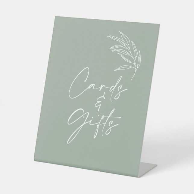 Signe De Table Cartes Et Cadeaux De Baby shower Moderne Sage Gree (Recto)