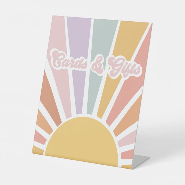 Signe De Table Cartes et cadeaux de Baby shower Super Retro Sunsh (Recto)