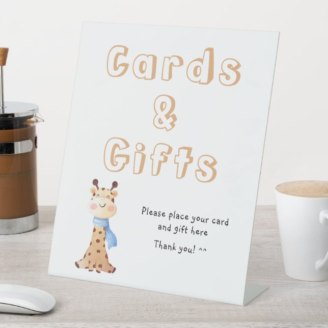 Signe De Table Cartes et cadeaux de bébé girafe mignon (In SItu)