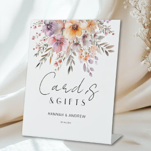 Signe De Table Cartes et cadeaux de bouquet de fleurs colorés