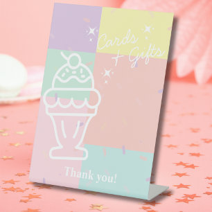 Signe De Table Cartes et cadeaux de crème glacée rétro