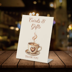 Signe De Table Cartes et cadeaux de douche à base de café rustiqu