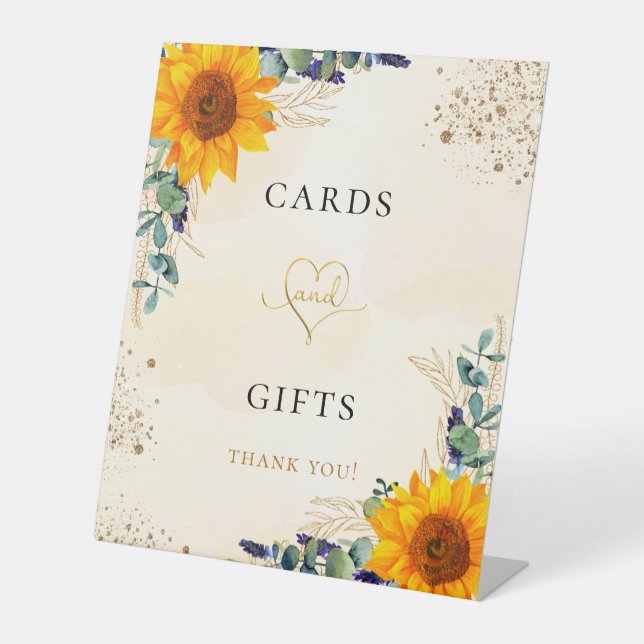 Signe De Table Cartes et cadeaux de eucalyptus tournesols (Recto)