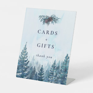 Signe De Table Cartes Et Cadeaux De Forêt De Pins D'Aquarelle D'H