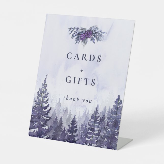 Signe De Table Cartes Et Cadeaux De Forêt De Pins D'Aquarelle Vio (Recto)