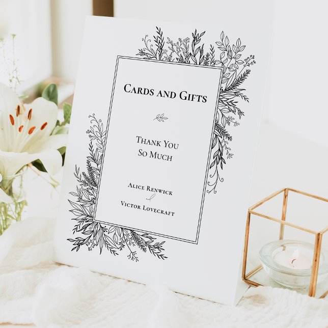 Signe De Table Cartes et cadeaux de mariage blanc et noir (Créateur téléchargé)