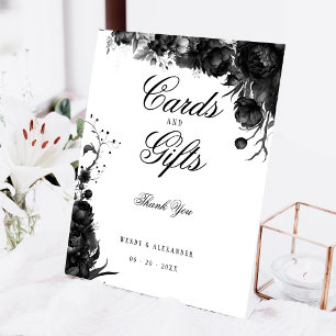 Signe De Table Cartes et cadeaux de mariage blanc gothique classi