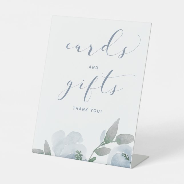 Signe De Table Cartes et Cadeaux de Mariage Bleu Poussiéreux et G (Recto)