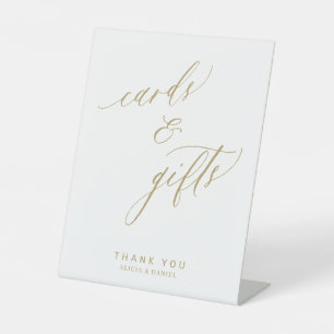 Signe De Table Cartes et cadeaux de mariage calligraphiés en or é