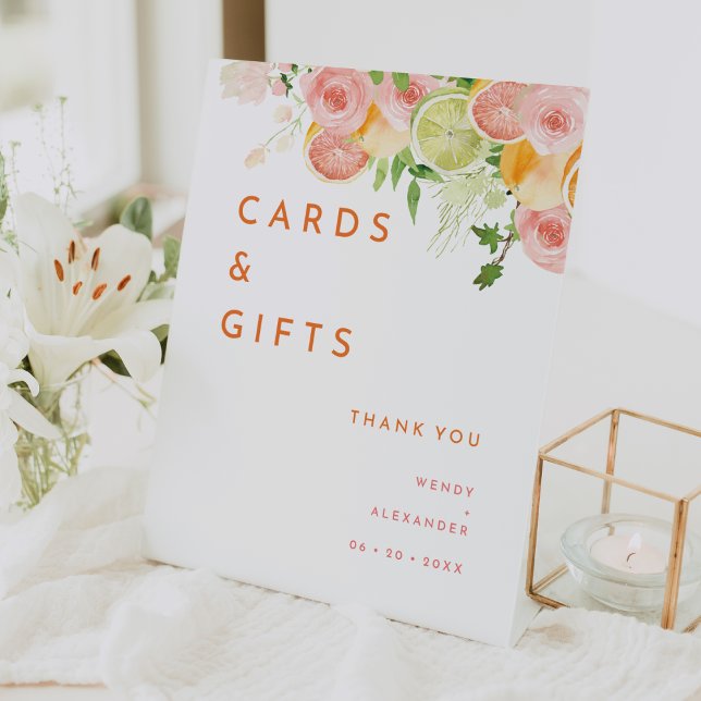 Signe De Table Cartes et cadeaux de mariage en aquarelle Citrus (Créateur téléchargé)